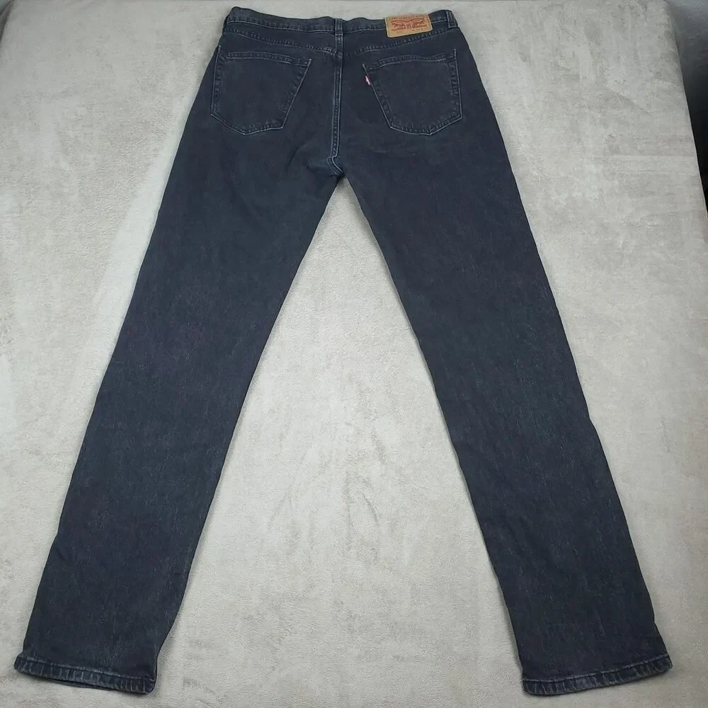 Levis 505 Jeans Mens 34x34 Gray Charcoal Wash Regular Straight Zip Fly Stretch